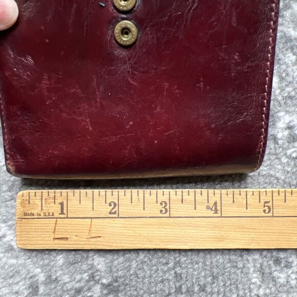 Bosca Vintage Kiss Lock Wallet Card Holder Mahogany Leather 4.5" x 4" USA - Picture 9 of 10